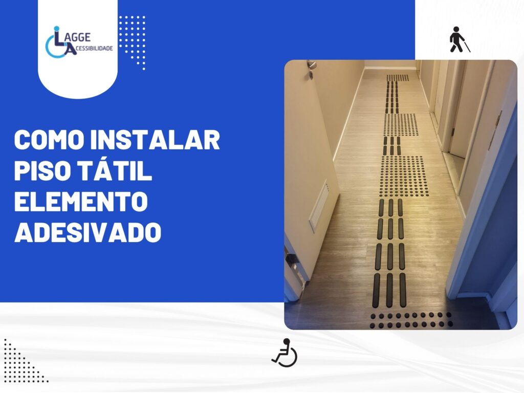 Corredor de clínica com piso tátil adesivado instalado corretamente.