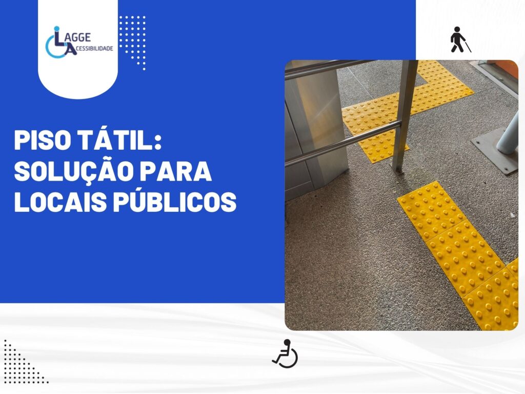 Piso tátil de alerta instalado em estação pública, mostrando aplicação correta da solução em acessibilidade com piso tátil para espaços urbanos.