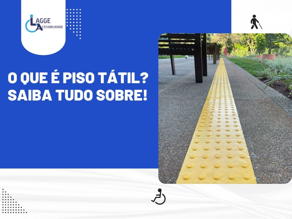 Faixa de piso tátil de alerta na cor amarela instalada em calçada, ilustrando na prática o que é piso tátil e sua função na acessibilidade urbana.
